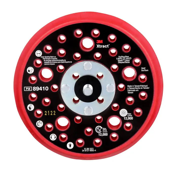 3M Xtract Hookit Stützteller, 89410, 125mm, hart, rot, 10 Stück/Karton