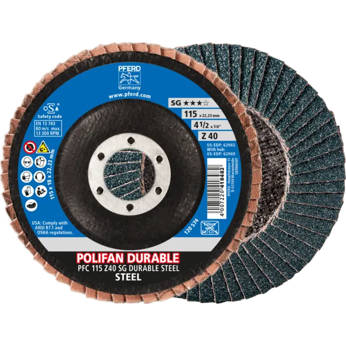 PFERD POLIFAN-Fächerscheiben PFC 115 Z40 SG DURABLE STEEL