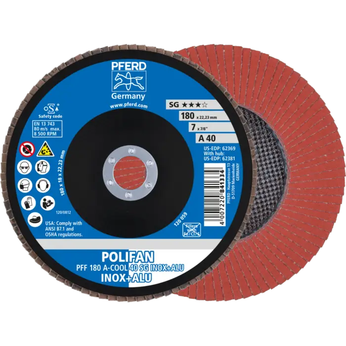 PFERD POLIFAN-Fächerscheiben PFF 180 A-COOL 40 SG INOX+ALU