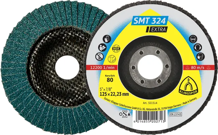 Klingspor - SMT 324 Schleifmopteller, 125 x 22,23 mm Korn 80 gewölbt
