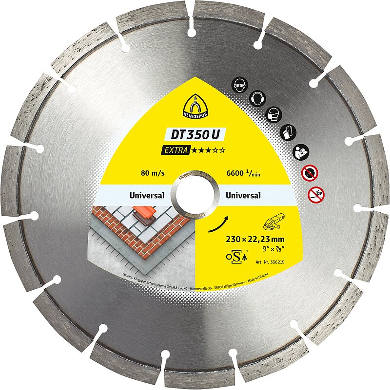 Klingspor - DT 350 U Diamanttrennscheibe, 150 x 2,4 x 22,23 mm 11 Segmente 33 x 2,4 x 10 mm, Standardverzahnung