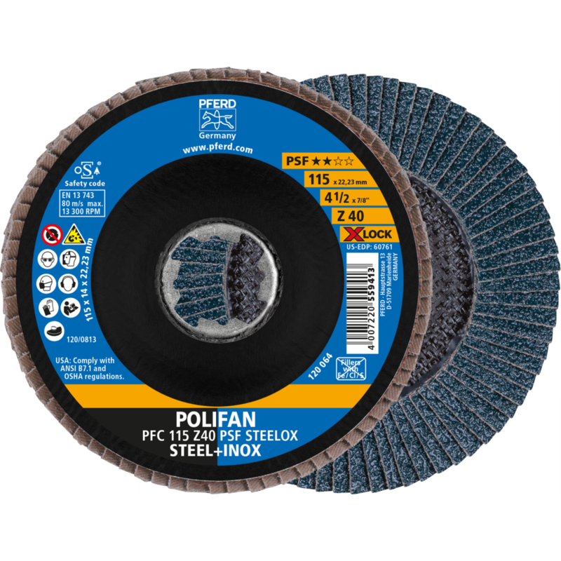 PFERD POLIFAN-Fächerscheiben PFC 115 Z 40 PSF STEELOX/X-LOCK