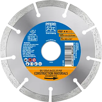 PFERD Diamantwerkzeuge für die Bauindustrie DS 125 x 1,6 x 22,23 PSF