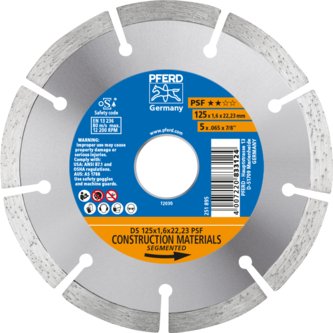 PFERD Diamantwerkzeuge für die Bauindustrie DS 125 x 1,6 x 22,23 PSF