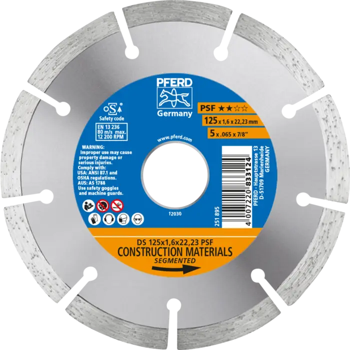 PFERD Diamantwerkzeuge für die Bauindustrie DS 125 x 1,6 x 22,23 PSF