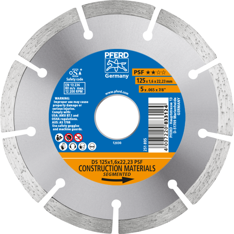 PFERD Diamantwerkzeuge für die Bauindustrie DS 125 x 1,6 x 22,23 PSF