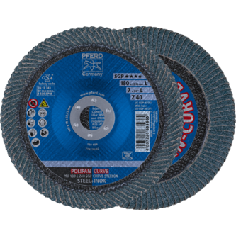 PFERD POLIFAN-Fächerscheiben PFR 180-L Z 40 SGP CURVE STEELOX