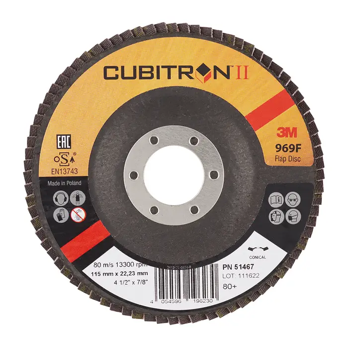 3M Cubitron II Fächerscheibe 969F, 115 mm x 22 mm, 80+, konisch