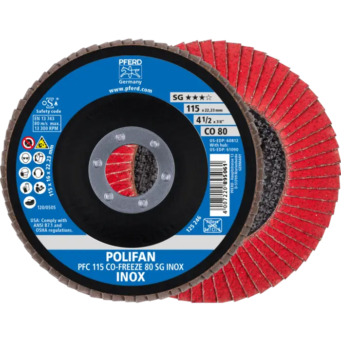 PFERD POLIFAN-Fächerscheiben PFC 115 CO-FREEZE 80 SG INOX