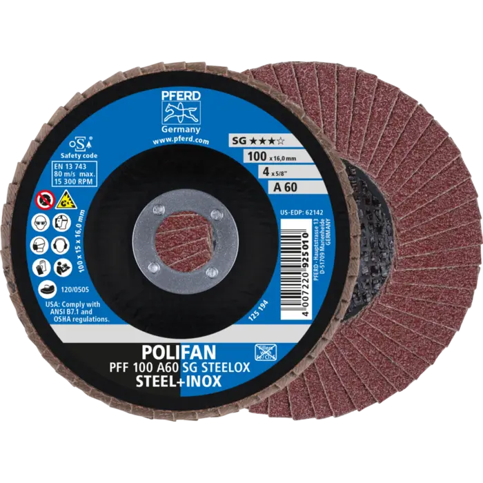 PFERD POLIFAN-Fächerscheiben PFF 100 A 60 SG STEELOX/16,0