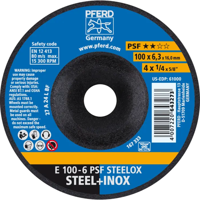 PFERD Schruppscheiben E 100-6 PSF STEELOX/16,0