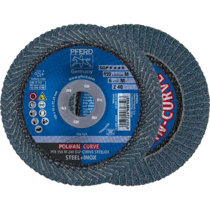 PFERD POLIFAN-Fächerscheiben PFR 150-M Z 40 SGP CURVE STEELOX