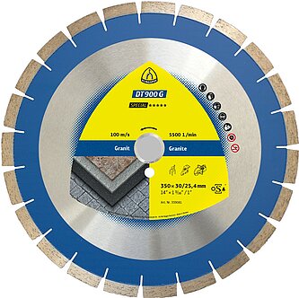 Klingspor - DT 900 G Diamanttrennscheibe, 350 x 3 x 30 mm 23 Segmente 40 x 3 x 14 mm, Standardverzahnung Reduzierring 25,4