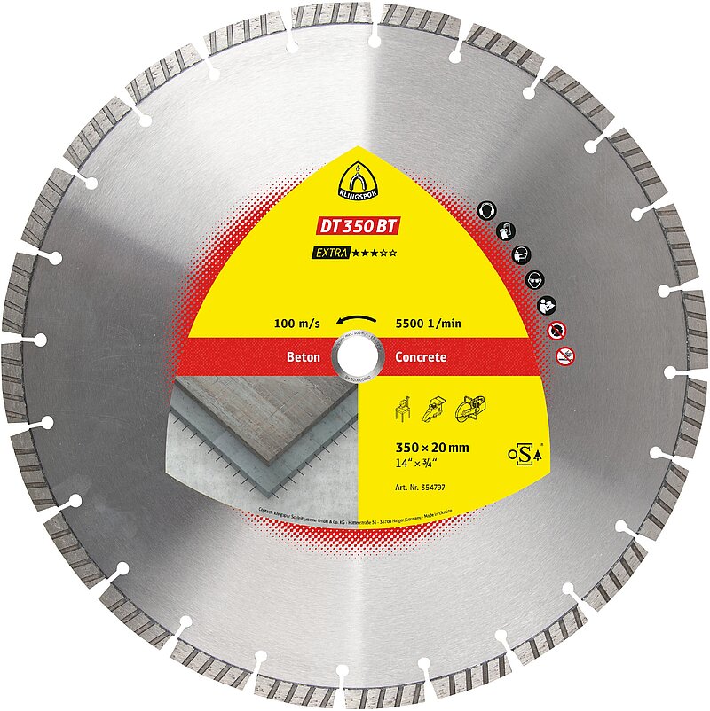 Klingspor - DT 350 BT Diamanttrennscheibe, 300 x 2,8 x 25,4 mm 21 Segmente 40 x 2,8 x 10 mm, Standard Turbo