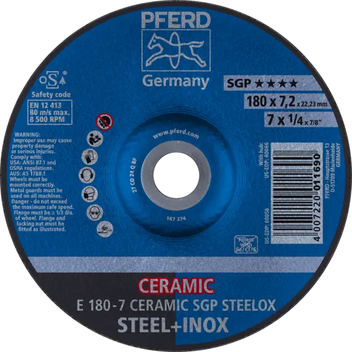 PFERD Schruppscheiben E 180-7 CERAMIC SGP STEELOX