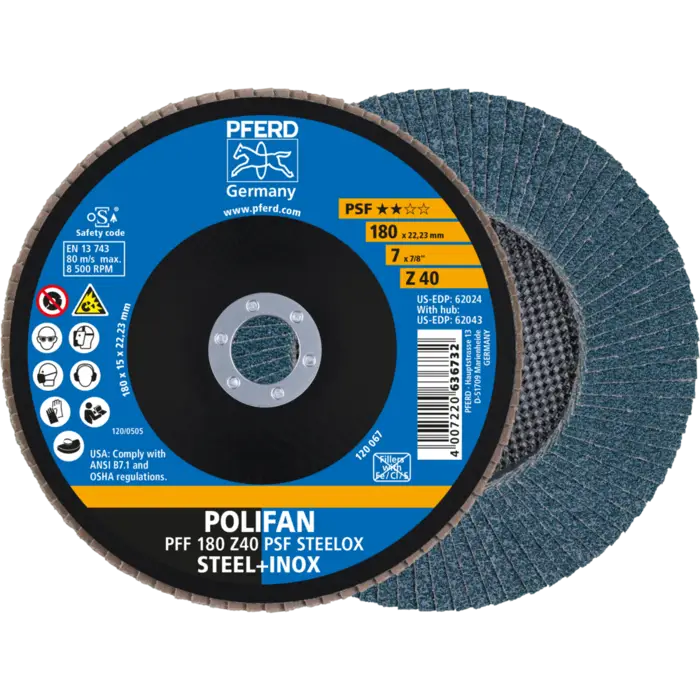 PFERD POLIFAN-Fächerscheiben PFF 180 Z 40 PSF STEELOX
