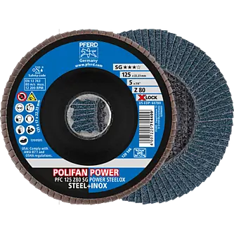PFERD POLIFAN-Fächerscheiben PFC 125 Z 80 SG POWER STEELOX/X-LOCK
