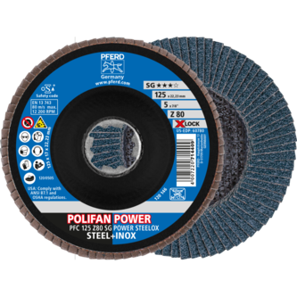 PFERD POLIFAN-Fächerscheiben PFC 125 Z 80 SG POWER STEELOX/X-LOCK