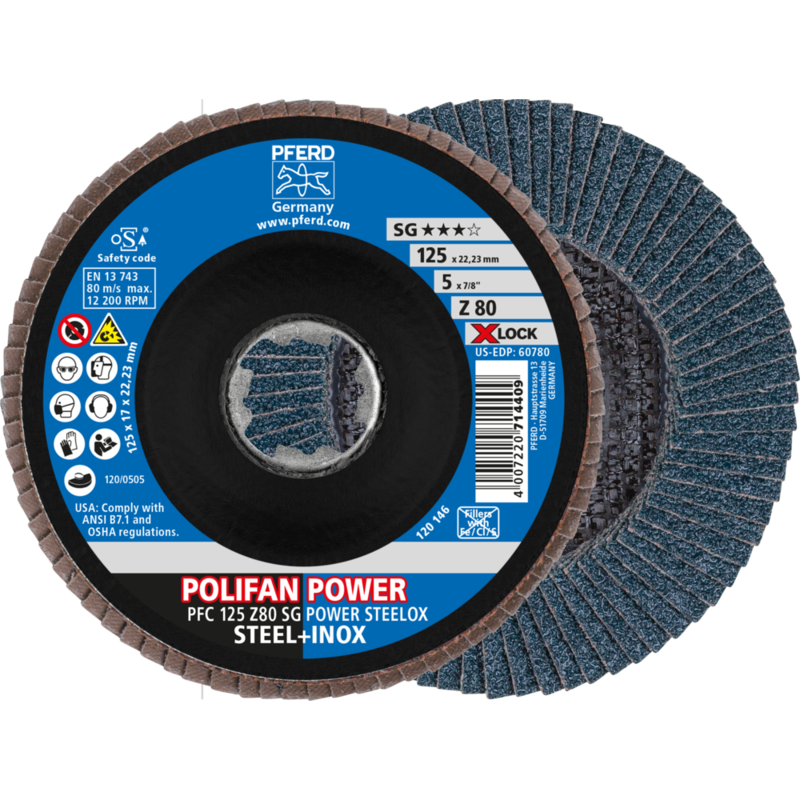 PFERD POLIFAN-Fächerscheiben PFC 125 Z 80 SG POWER STEELOX/X-LOCK