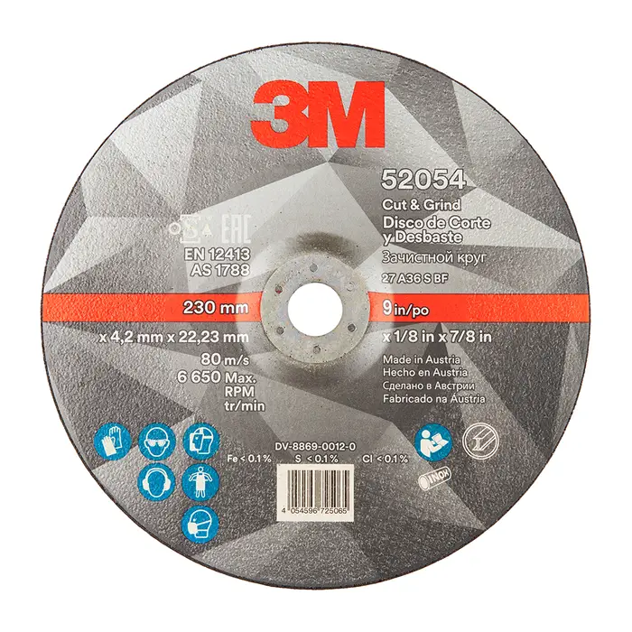 3M Cut and Grind Schruppscheibe, T27, 230 mm x 4,2 mm x 22 mm, 36+