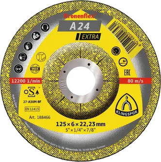 Klingspor - A 24 Extra Schruppscheibe, 125 x 6 x 22,23 mm gekröpft