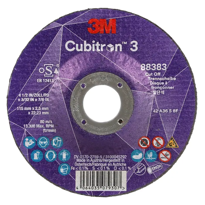 3M Cubitron 3 Trennscheibe, 88383, 36+, T42, 115 mm x 2,5 mm x 22,23 mm, EN, 25/Pack, 50 Stück/VE
