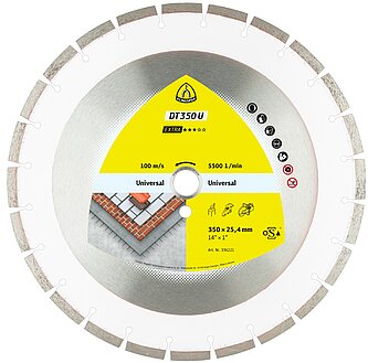 Klingspor - DT 350 U Diamanttrennscheibe, 350 x 3 x 25,4 mm 24 Segmente 40 x 3 x 10 mm, Standardverzahnung