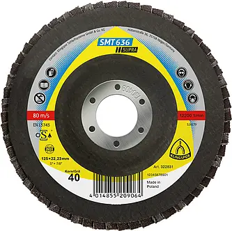 Klingspor - SMT 636 Schleifmopteller Multibindung, 125 x 22,23 mm Korn 40 gewölbt