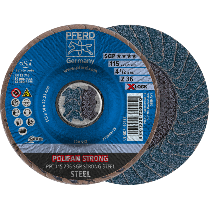PFERD POLIFAN-Fächerscheiben PFC 115 Z 36 SGP STRONG STEEL/X-LOCK