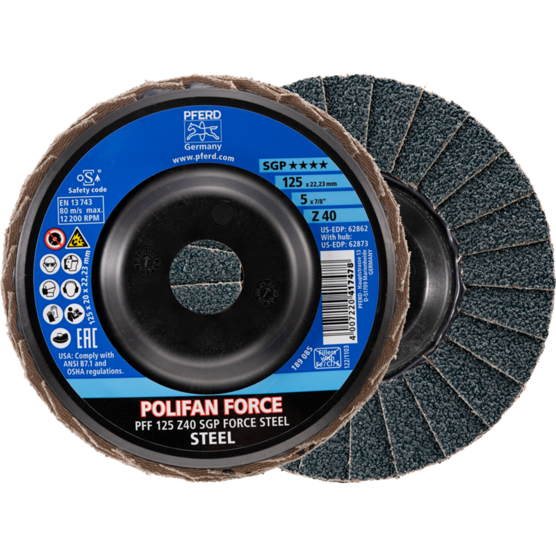 PFERD POLIFAN-Fächerscheiben PFF 125 Z40 SGP FORCE STEEL