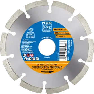 PFERD Diamantwerkzeuge für die Bauindustrie DS 125 x 2,2 x 22,23 PSF