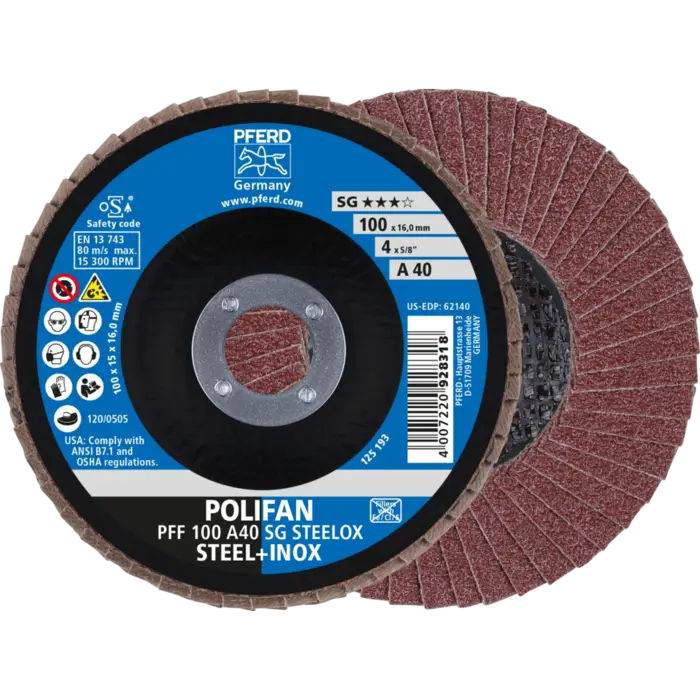 PFERD POLIFAN-Fächerscheiben PFF 100 A 40 SG STEELOX/16,0