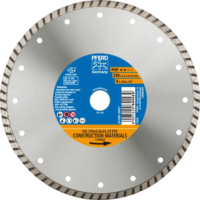 PFERD Diamantwerkzeuge für die Bauindustrie DG 230 x 2,6 x 22,23 PSF
