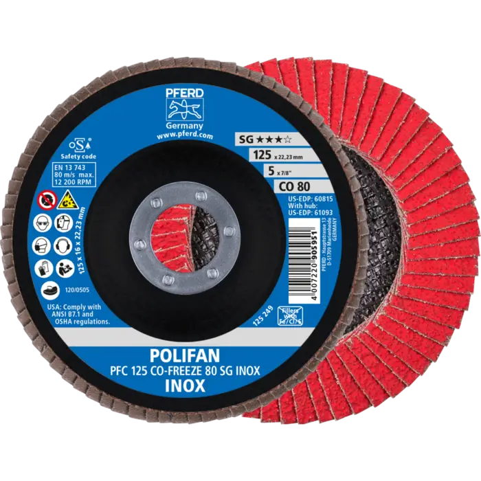 PFERD POLIFAN-Fächerscheiben PFC 125 CO-FREEZE 80 SG INOX