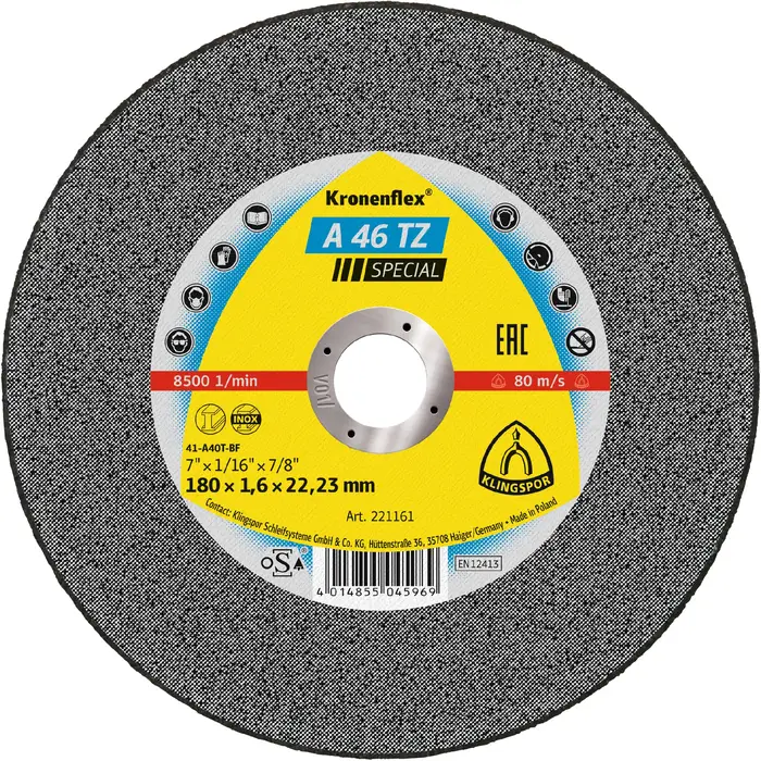 Klingspor - A 46 TZ Trennscheibe, 180 x 1,6 x 22,23 mm gerade