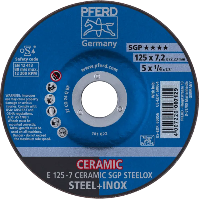 PFERD Schruppscheiben E 125-7 CERAMIC SGP STEELOX