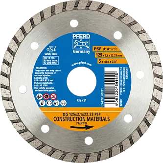 PFERD Diamantwerkzeuge für die Bauindustrie DG 125 x 2,1 x 22,23 PSF