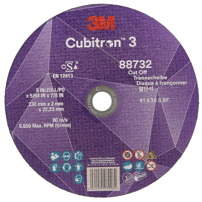 3M Cubitron 3 Trennscheibe, 88732, 36+, T41, 230 mm x 2 mm x 22,23 mm, EN, 25/Pack, 50 Stück/VE
