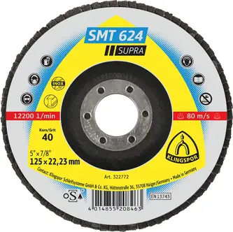 Klingspor - SMT 624 Schleifmopteller, 125 x 22,23 mm Korn 40 gewölbt