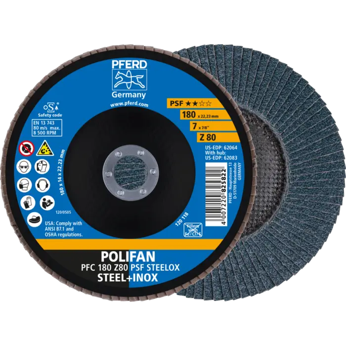 PFERD POLIFAN-Fächerscheiben PFC 180 Z 80 PSF STEELOX