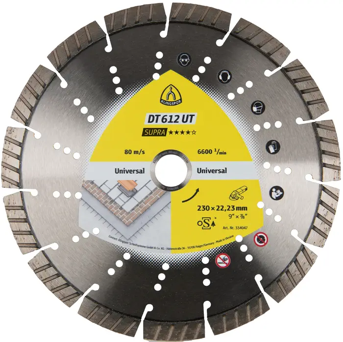 Klingspor - DT 612 UT Diamanttrennscheibe, 115 x 2,4 x 22,23 mm 8 Segmente 33 x 2,4 x 12 mm, Standard Turbo