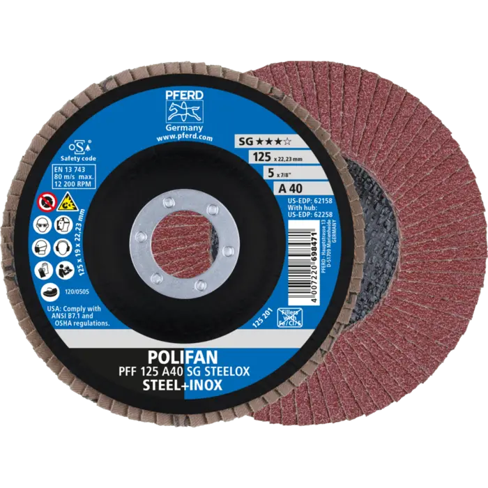 PFERD POLIFAN-Fächerscheiben PFF 125 A 40 SG STEELOX