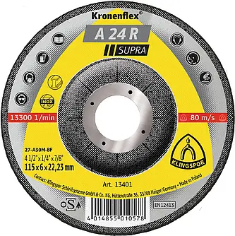 Klingspor - A 24 R Schruppscheibe, 115 x 6 x 22,23 mm gekröpft