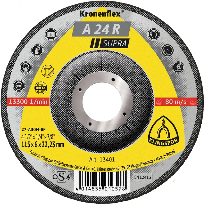 Klingspor - A 24 R Schruppscheibe, 115 x 6 x 22,23 mm gekröpft