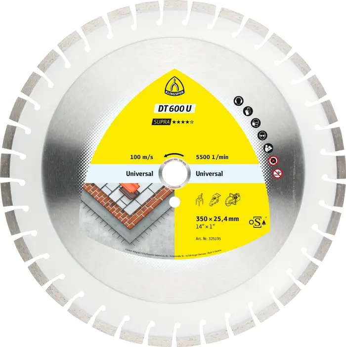 Klingspor - DT 600 U Diamanttrennscheibe, 450 x 3,6 x 25,4 mm 48 Segmente 24 x 3,6 x 10 mm, Kurzverzahnung
