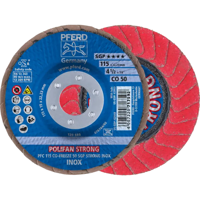 PFERD POLIFAN-Fächerscheiben PFC 115 CO-FREEZE 50 SGP STRONG INOX