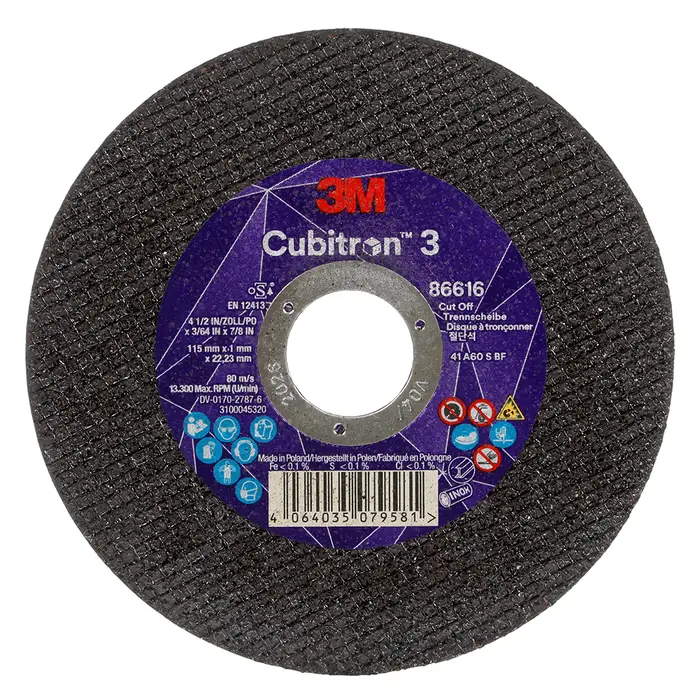 3M Cubitron 3 Trennscheibe, 86616, 60+, T41, 115 mm x 1 mm x 22,23 mm, EN, 25/Pack, 50 Stück/VE