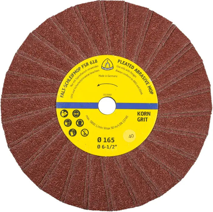 Klingspor - FSR 618 Schleifmopräder, 165 x 14 mm Korn 120 Einreihig 2 Lamellen pro Paket
