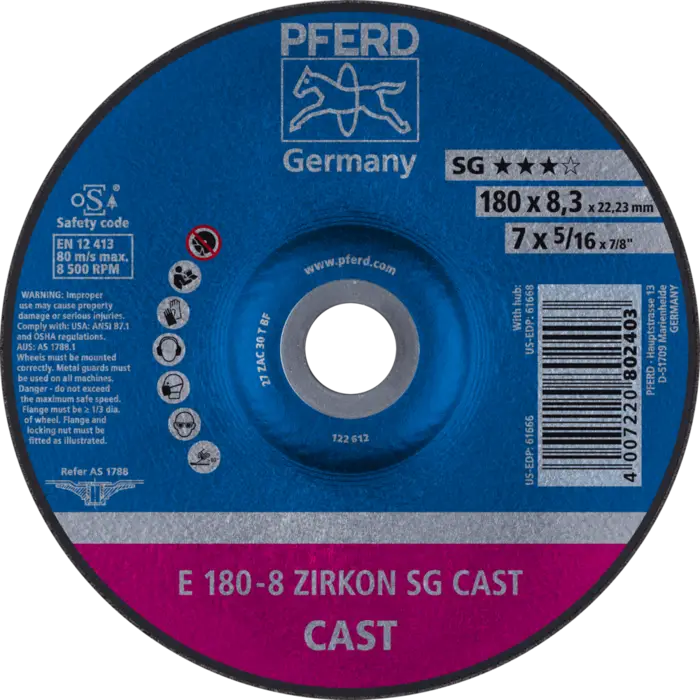 PFERD Schruppscheiben E 180-8 ZIRKON SG CAST