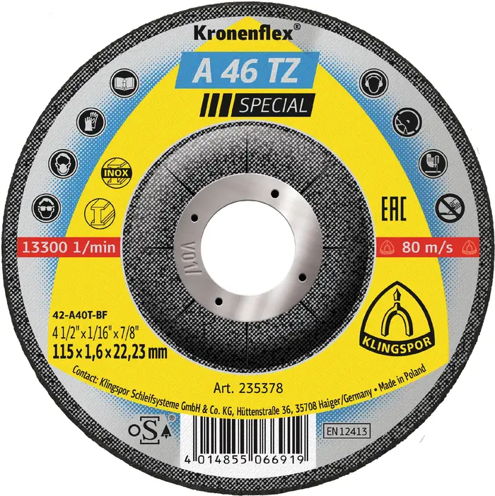 Klingspor - A 46 TZ Trennscheibe, 115 x 1,6 x 22,23 mm gekröpft